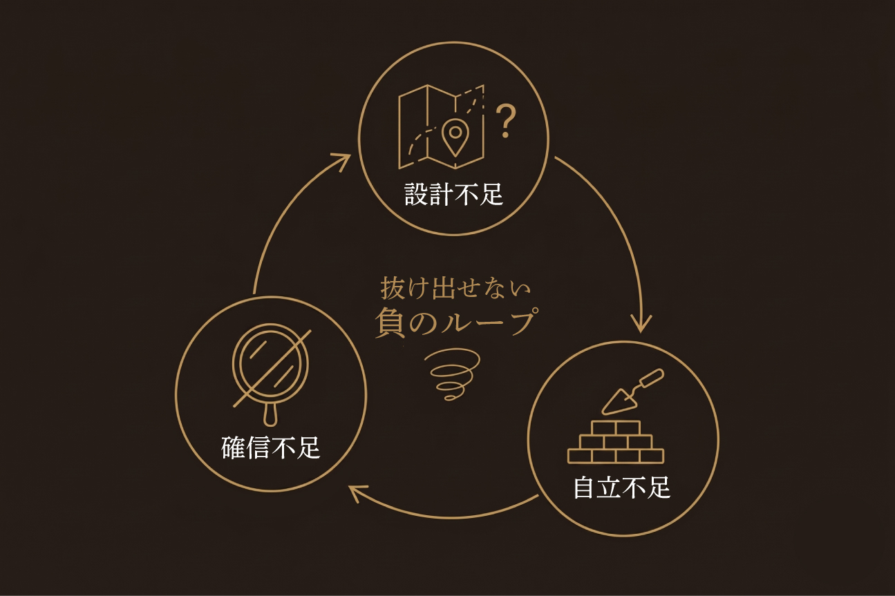 設計不足・自立不足・確信不足の負の循環